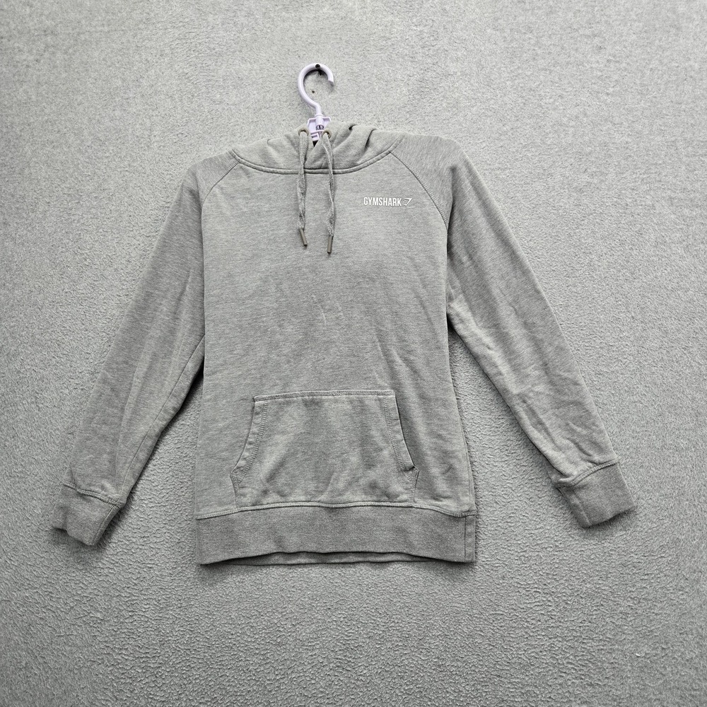 Gymshark Women Hoodie S‎ Gray Fleece Activewear Logo Pullover